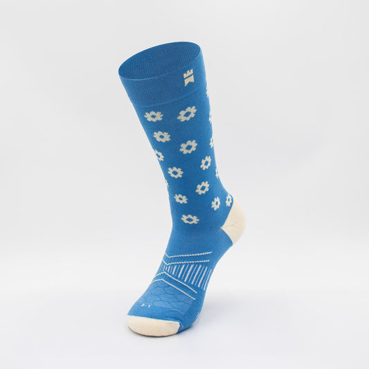 Blue Daisies - Crew Height Socks (Non - Padded) - SNP - W - LS - 5202 - Gilnokie