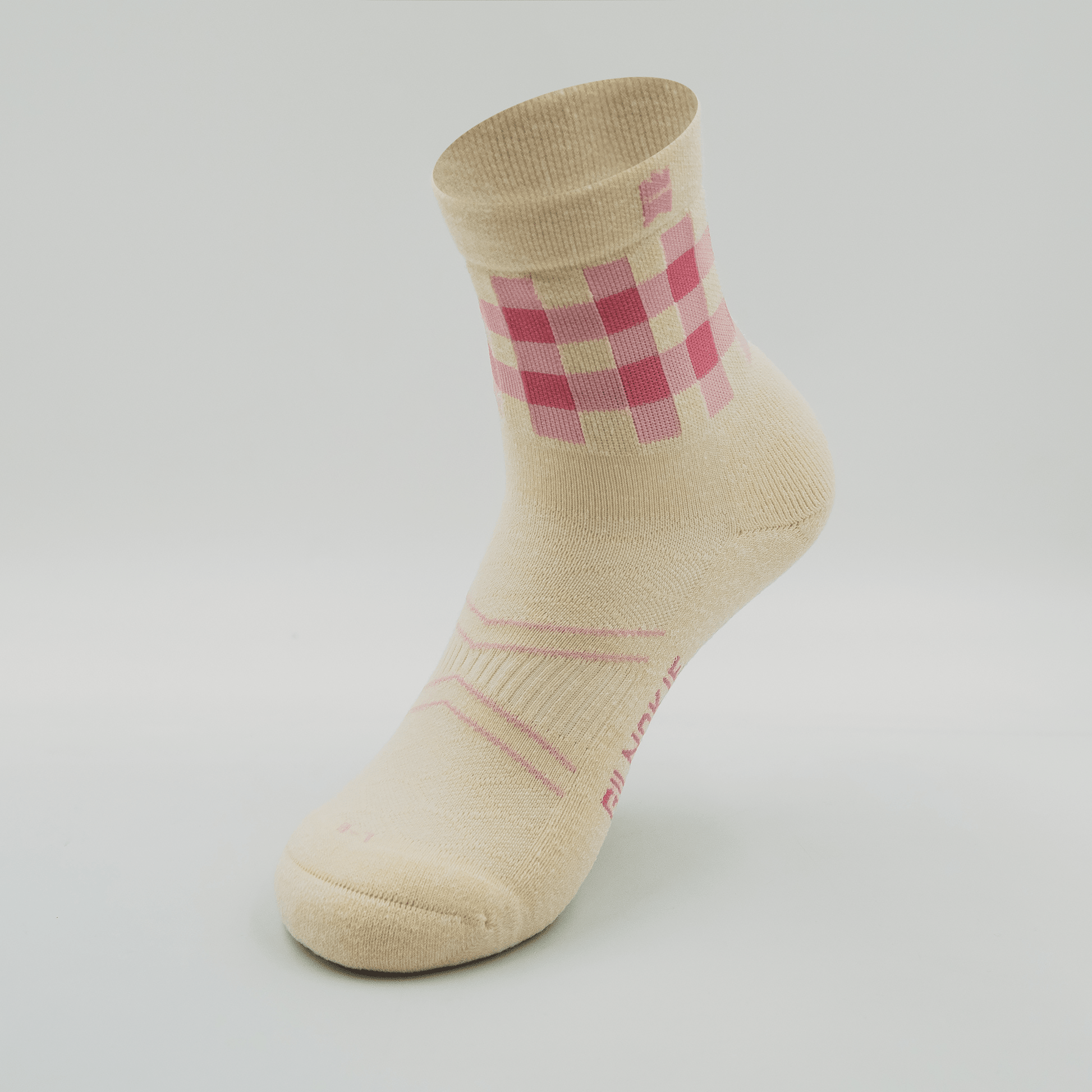 Cream Gingham - Ribbed Half - Crew Height Socks -  - Gilnokie